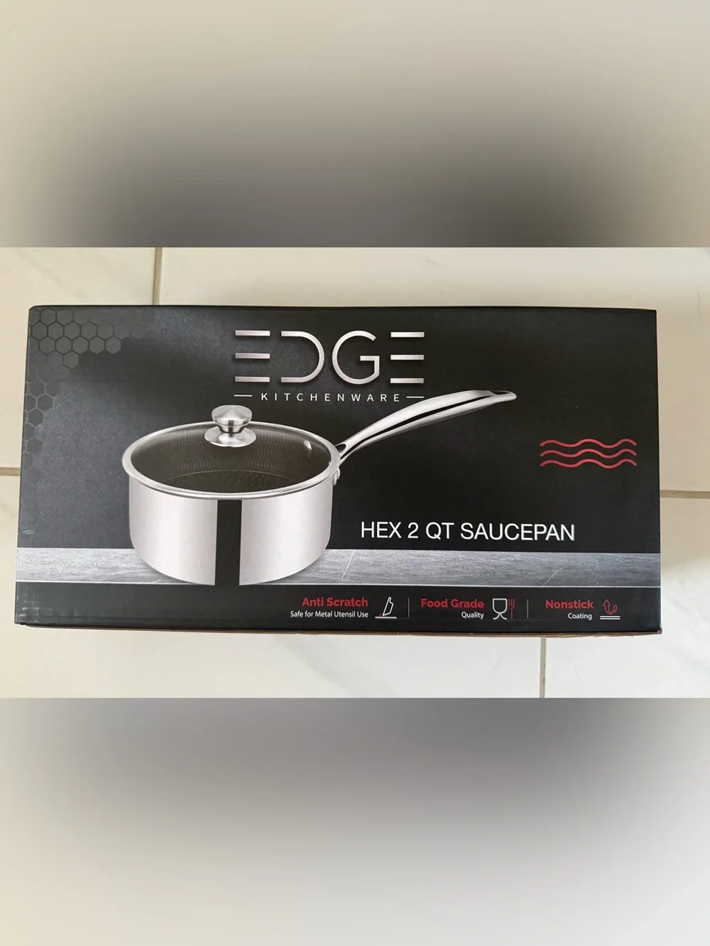 EDGE Kitchenware Hex 2 Qt Saucepan - Silver NWOT